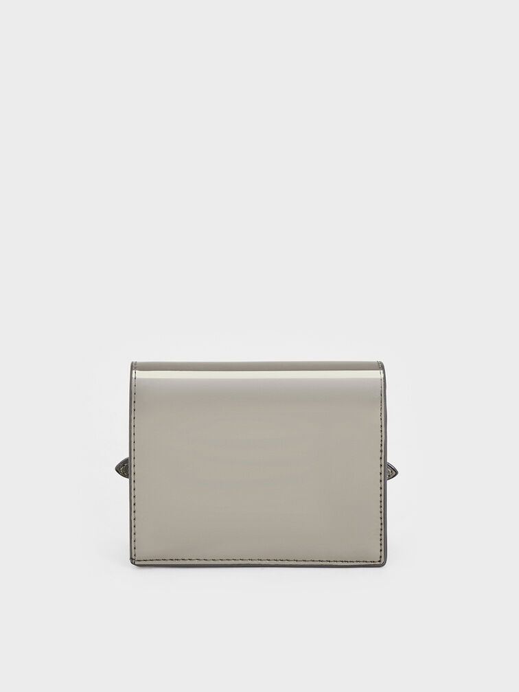 Sloane Metallic Chain-Handle Wallet, Pewter, hi-res