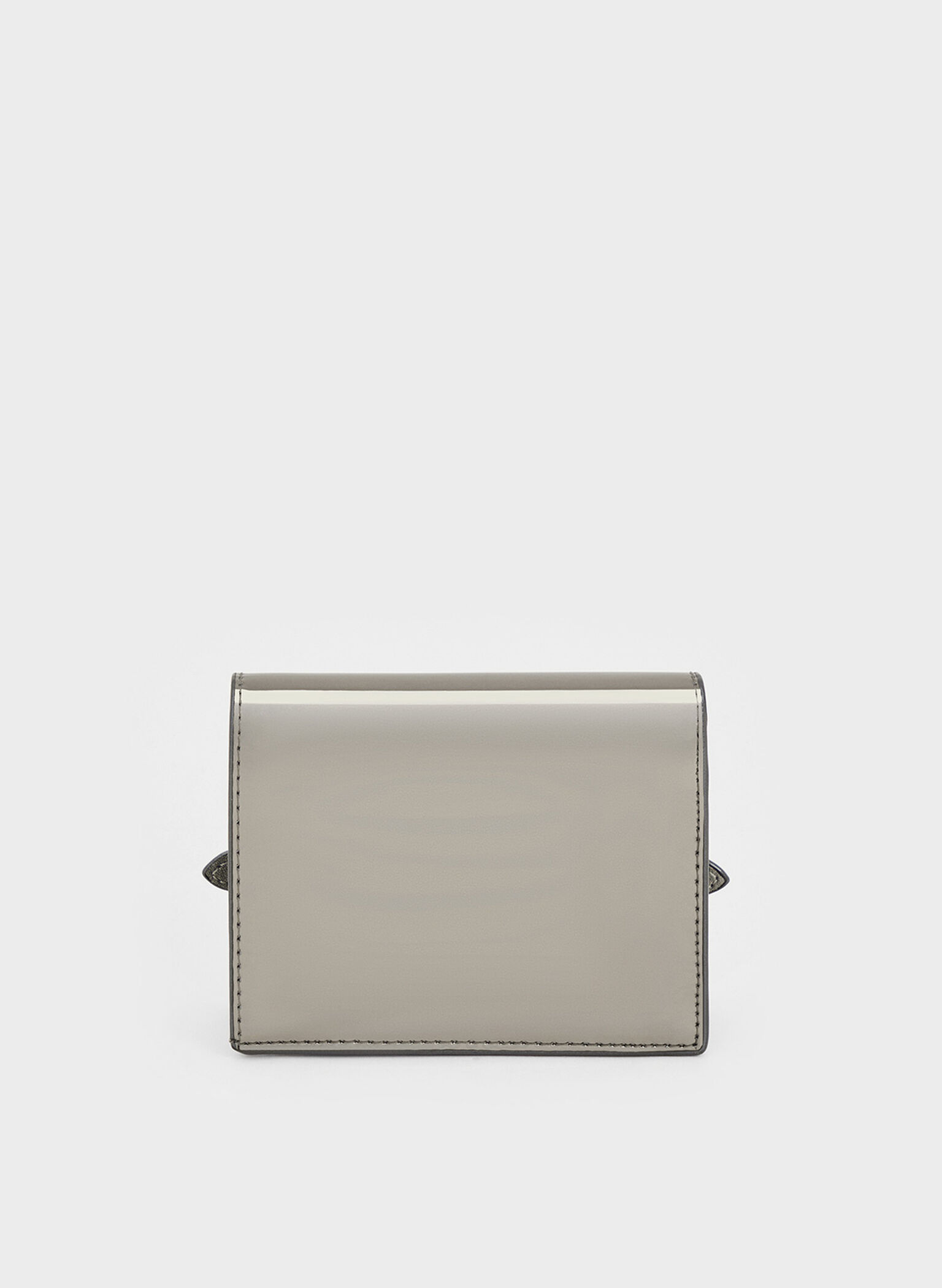 Sloane Metallic Chain-Handle Wallet, Pewter, hi-res