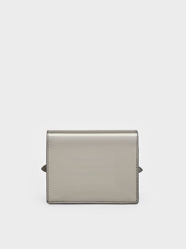 Sloane Metallic Chain-Handle Wallet, Pewter, hi-res