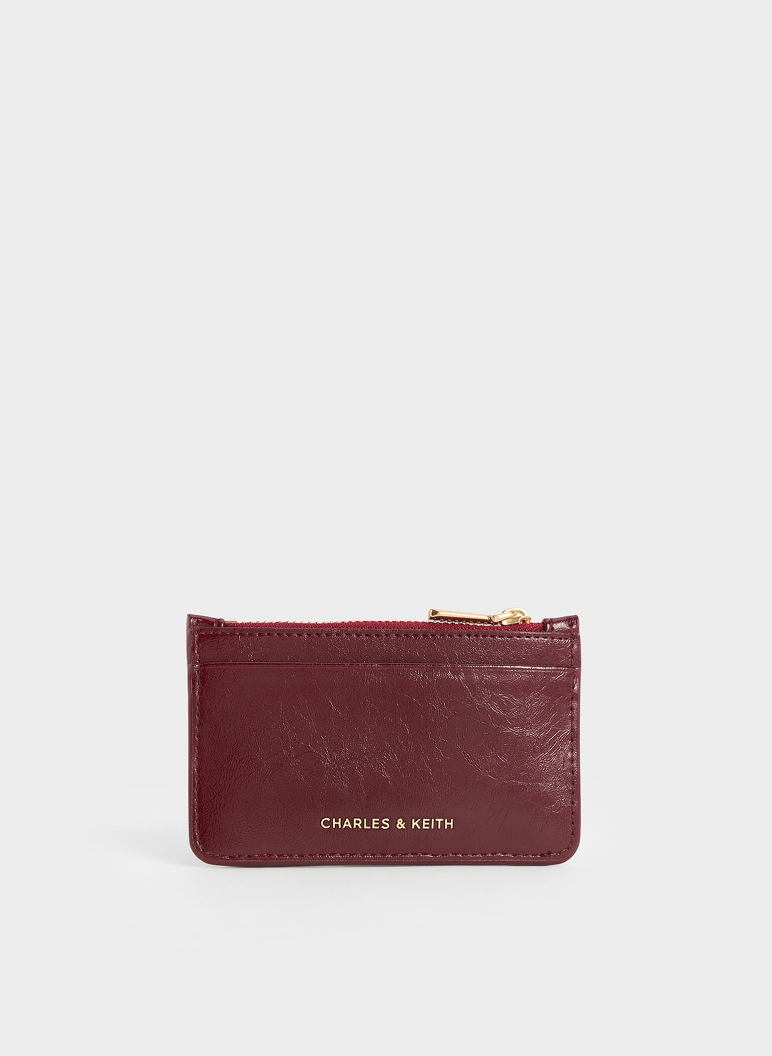 Donna Crinkle-Effect Panelled Card Holder, Burgundy, hi-res