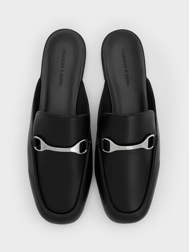 Leslie Metallic-Accent Mules, Black, hi-res