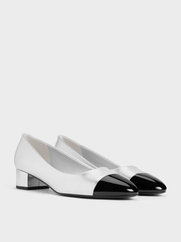 Kleo Patent Contrast Cap-Toe Pumps, Silver, hi-res