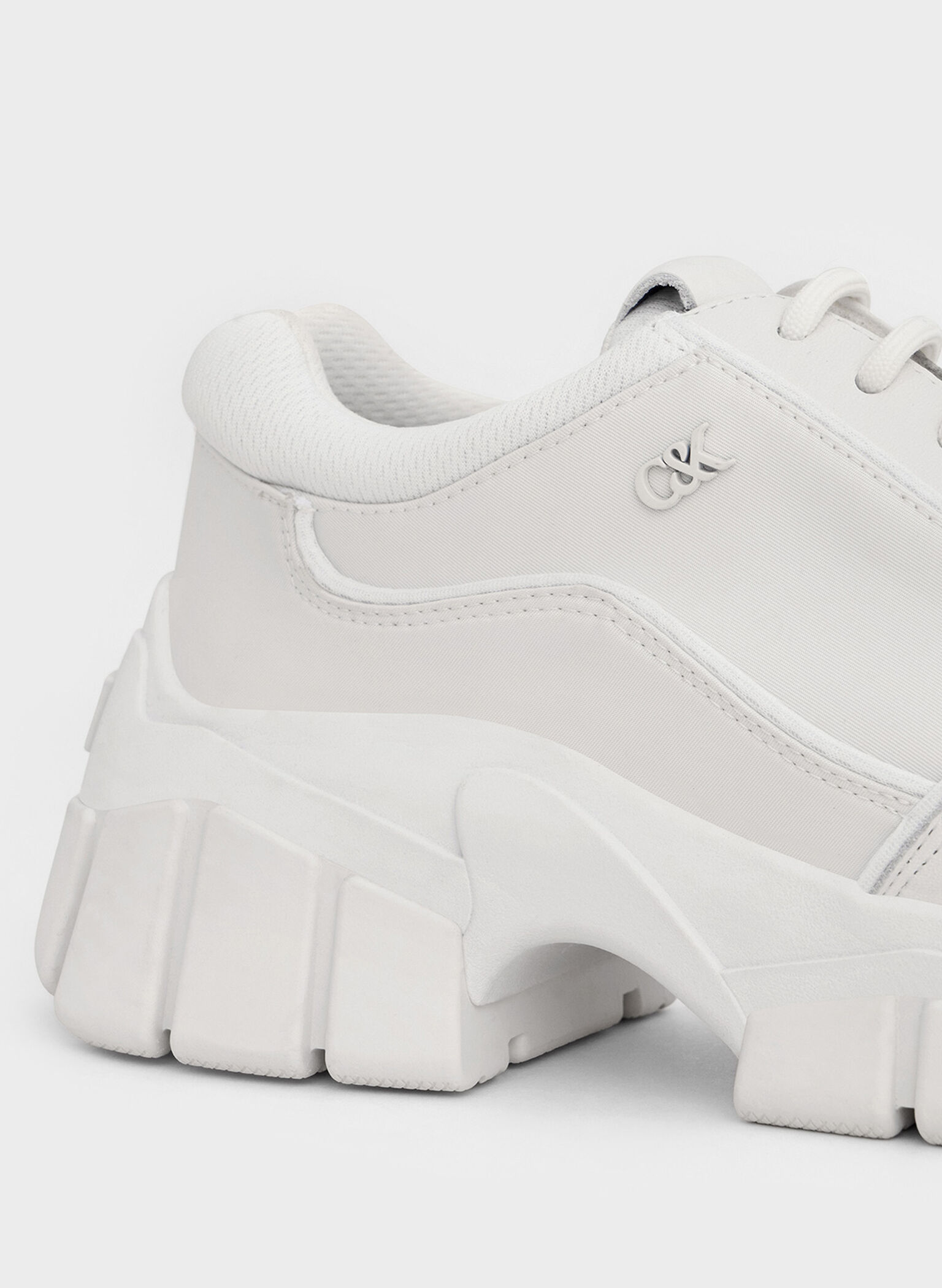 Yunna Leather & Recycled Fabric Chunky Sneakers, White, hi-res