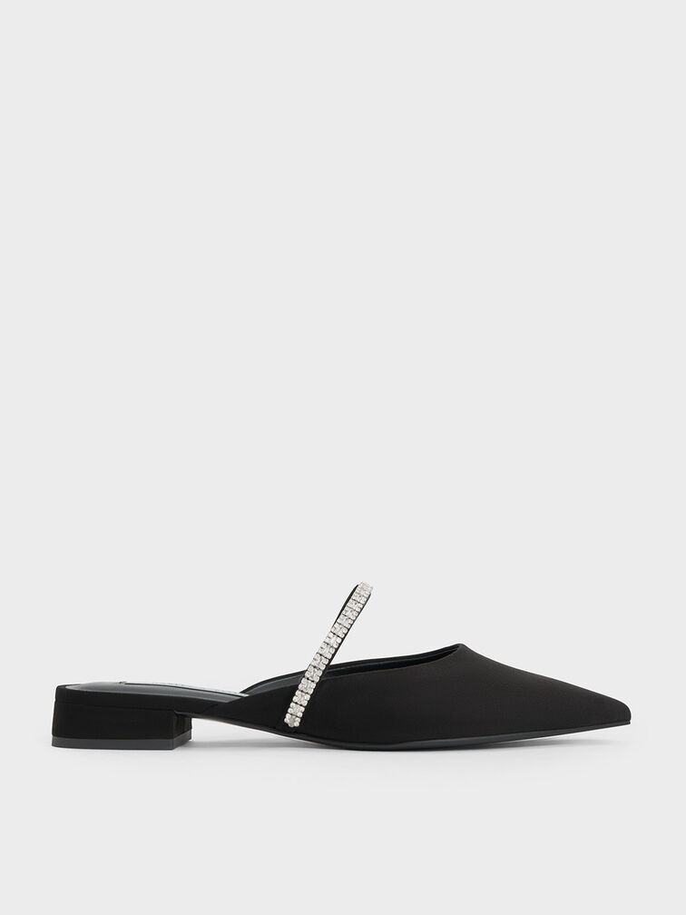 Ambrosia Textured Gem-Embellished Slip-On Flats, Black Textured, hi-res