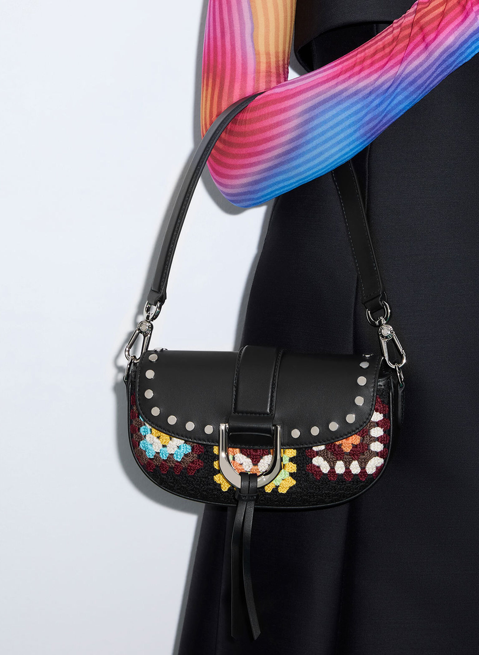 Gabine Floral Crochet Leather Shoulder Bag, Multi, hi-res