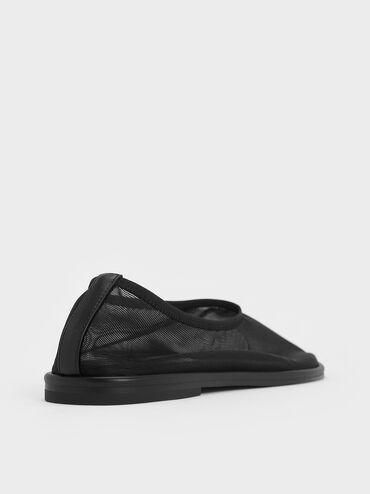 Mesh Ballet Flats, Black Textured, hi-res
