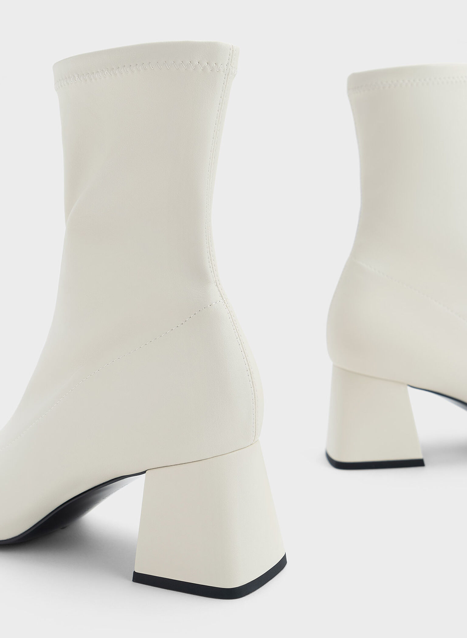 Jully Metallic Trapeze Heel Ankle Boots, Chalk, hi-res