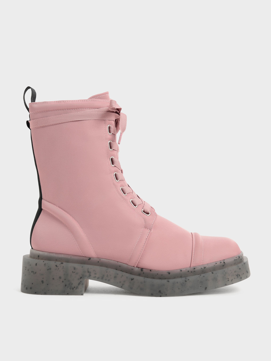 Charli Recycled Nylon Lace-Up Ankle Boots, Pink, hi-res