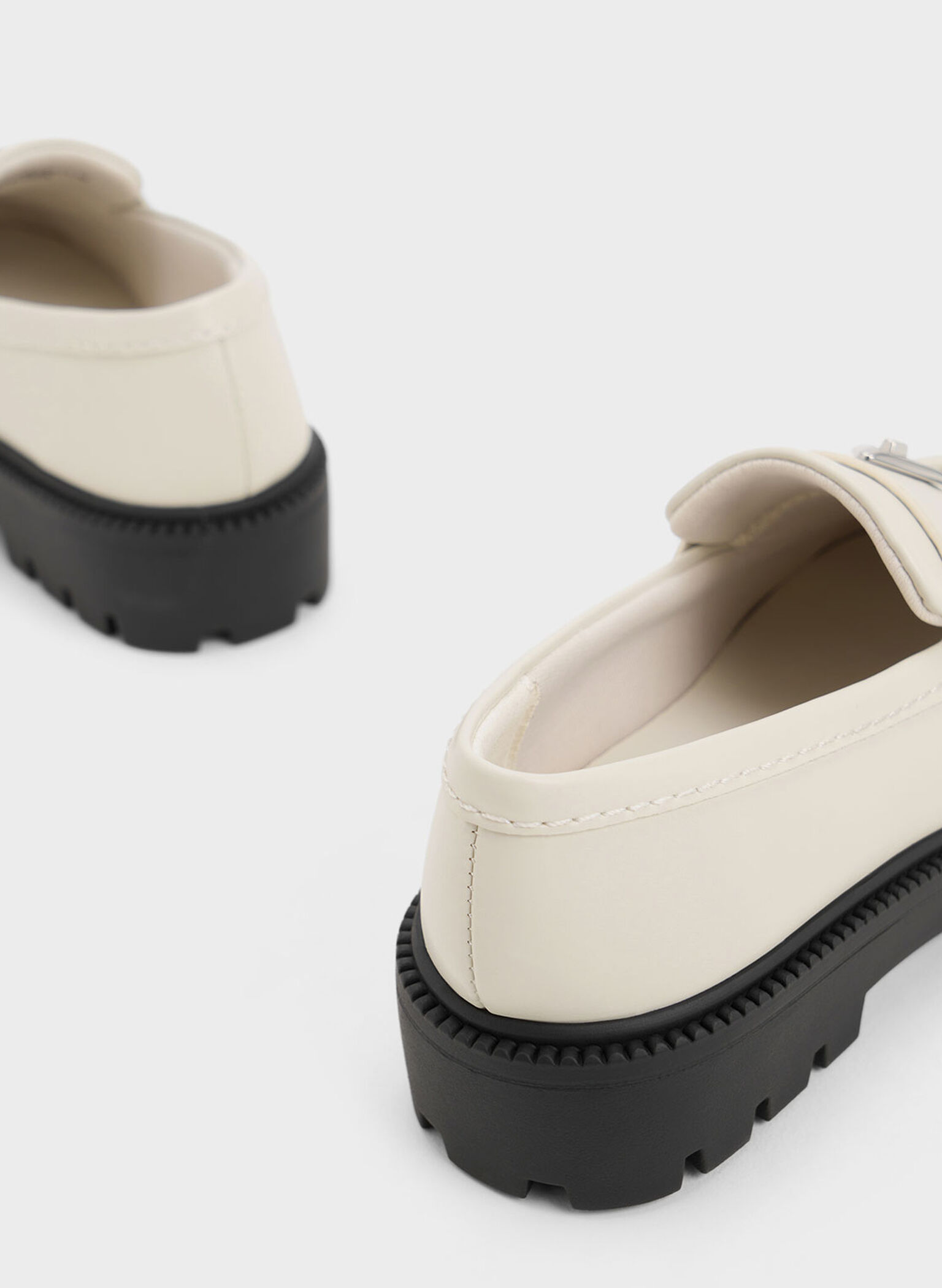 Girls' Trice Metallic Accent Loafers, Chalk, hi-res