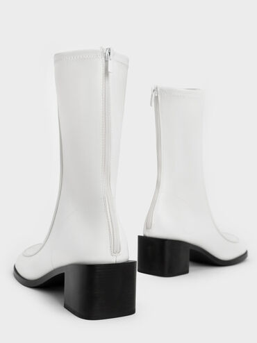 Block Heel Calf Boots, White, hi-res