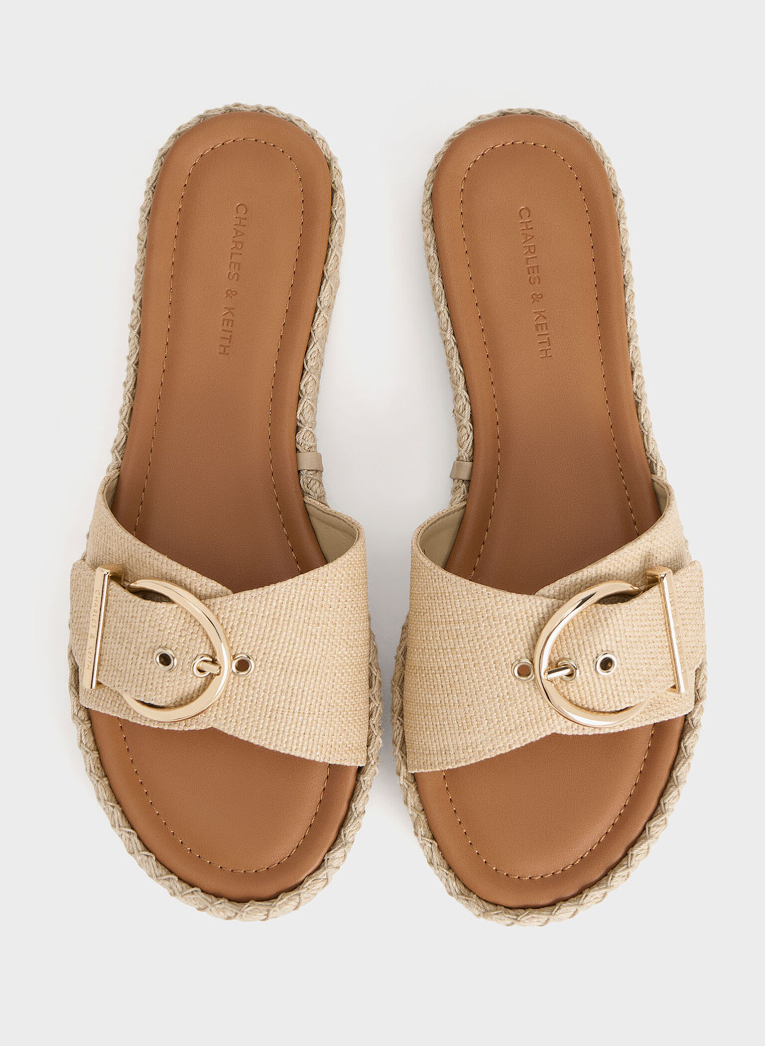 Woven Buckled Espadrille Sandals, Sand, hi-res