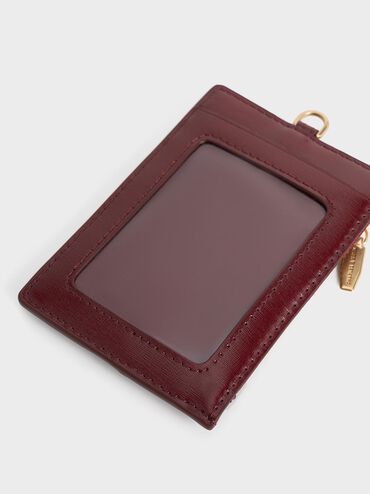 Wisteria Quilted Braided-Strap Card Holder, Burgundy, hi-res