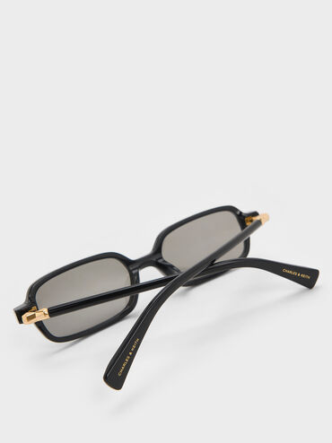 Bree Recycled Acetate Rectangular Sunglasses, Black, hi-res