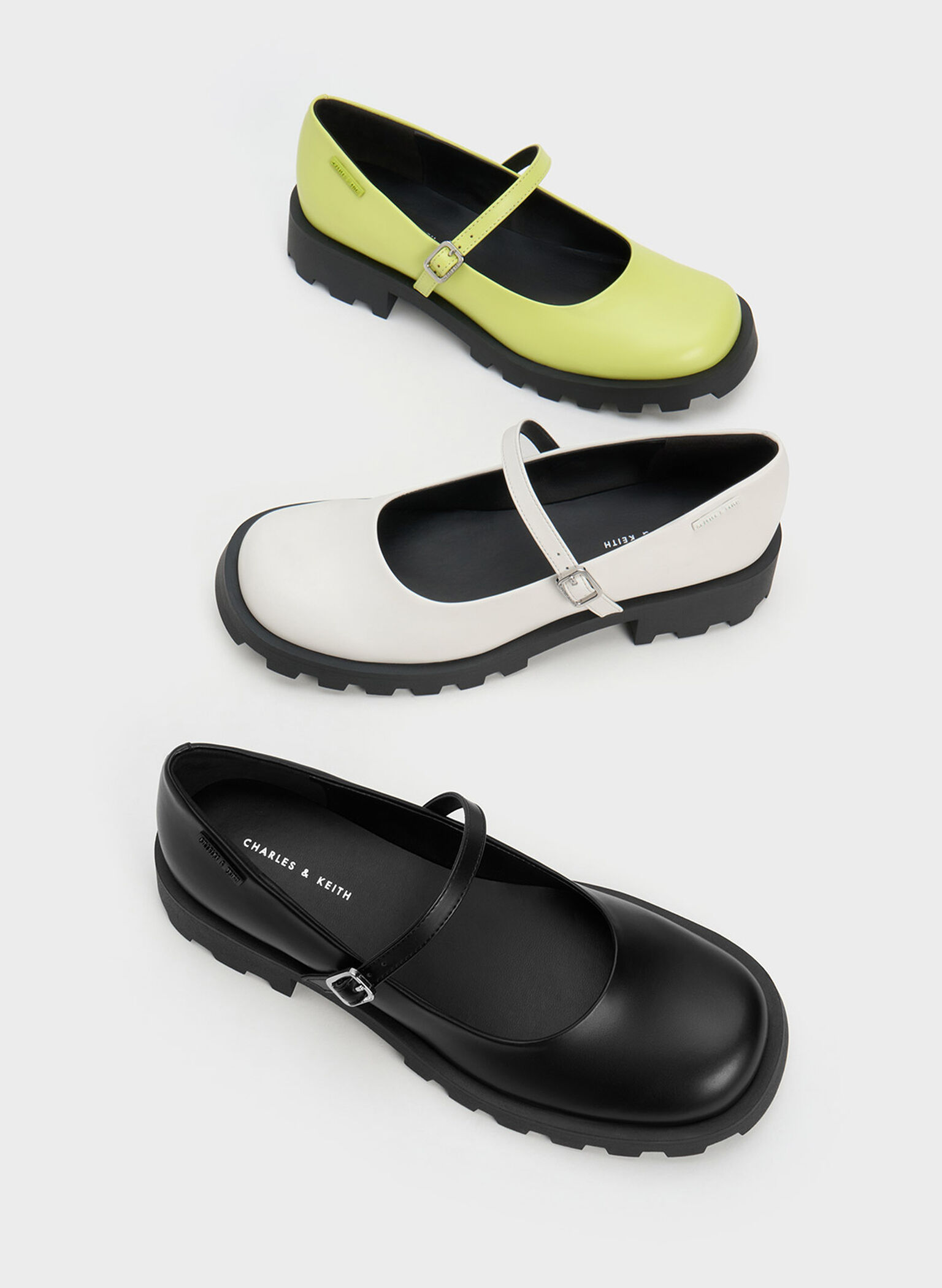 Rounded Square-Toe Mary Janes, White, hi-res