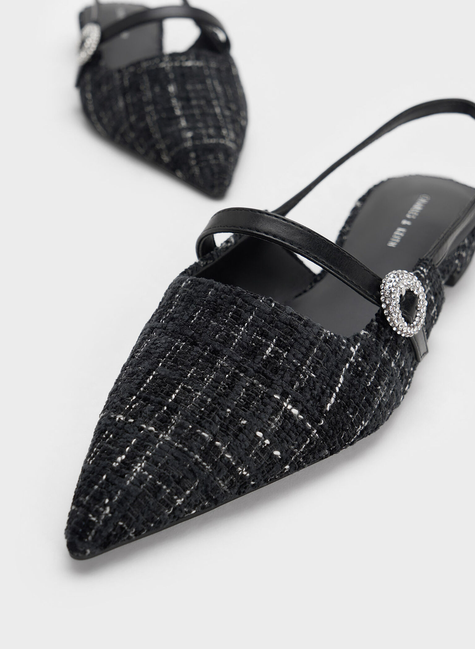 Tweed Crystal-Embellished Slingback Flats, Multi, hi-res