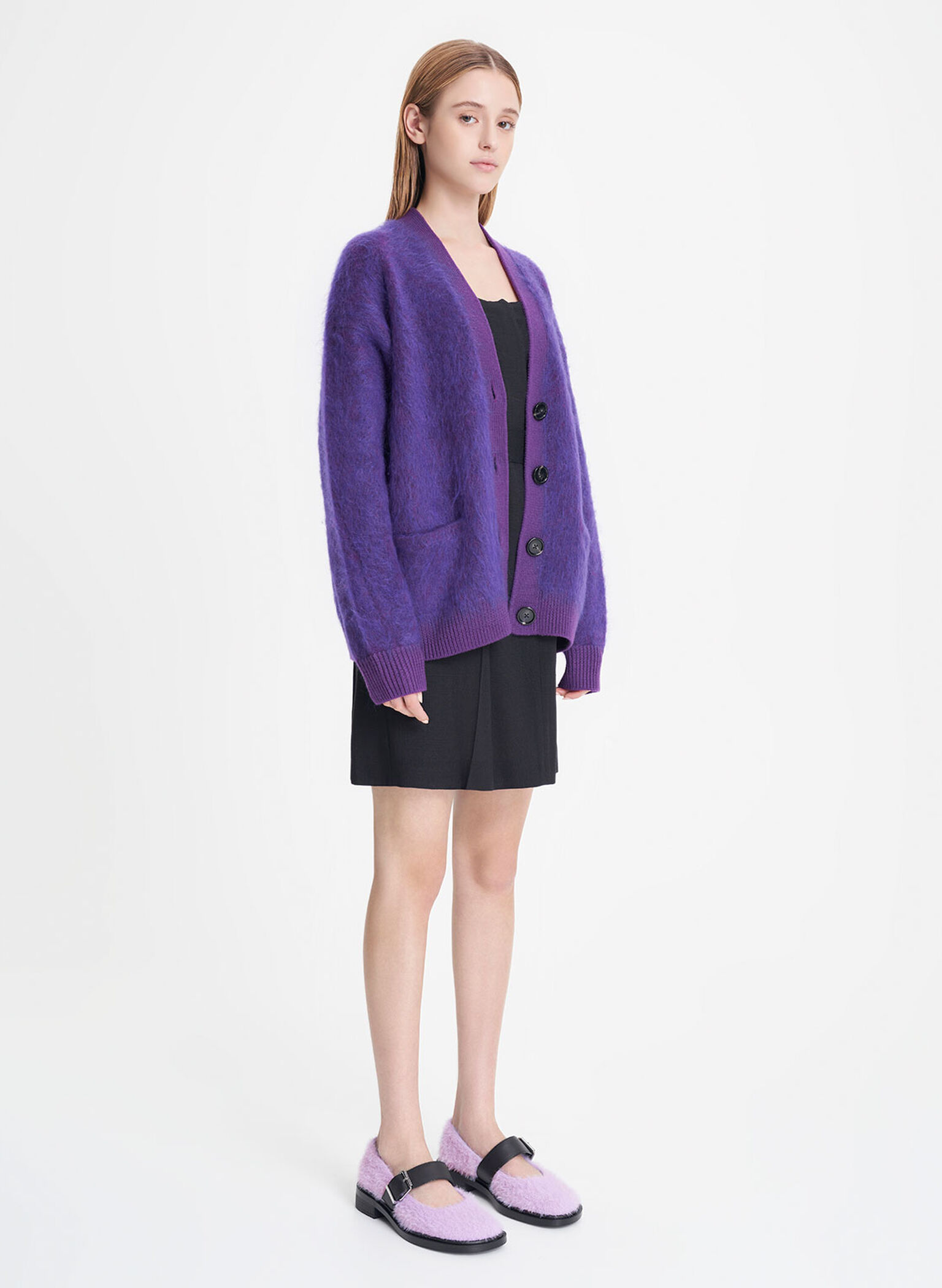 Leather Furry Mary Janes, Lilac, hi-res
