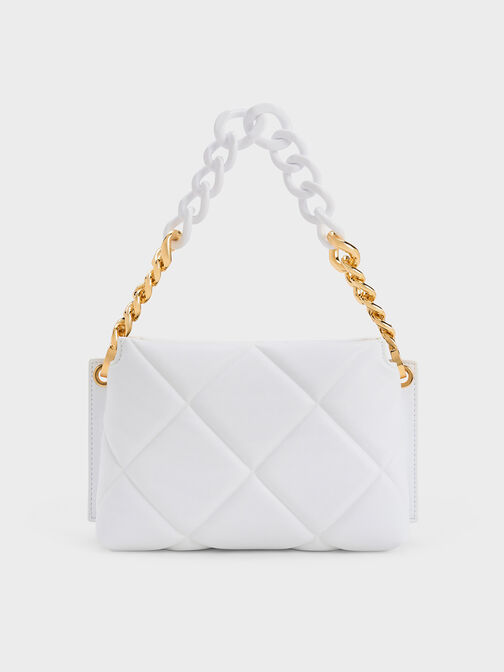 Danika Chunky Chain Padded Bag, White, hi-res