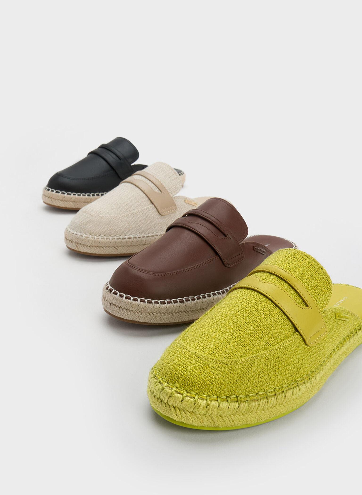 Penny Loafer Backless Espadrilles, Beige, hi-res