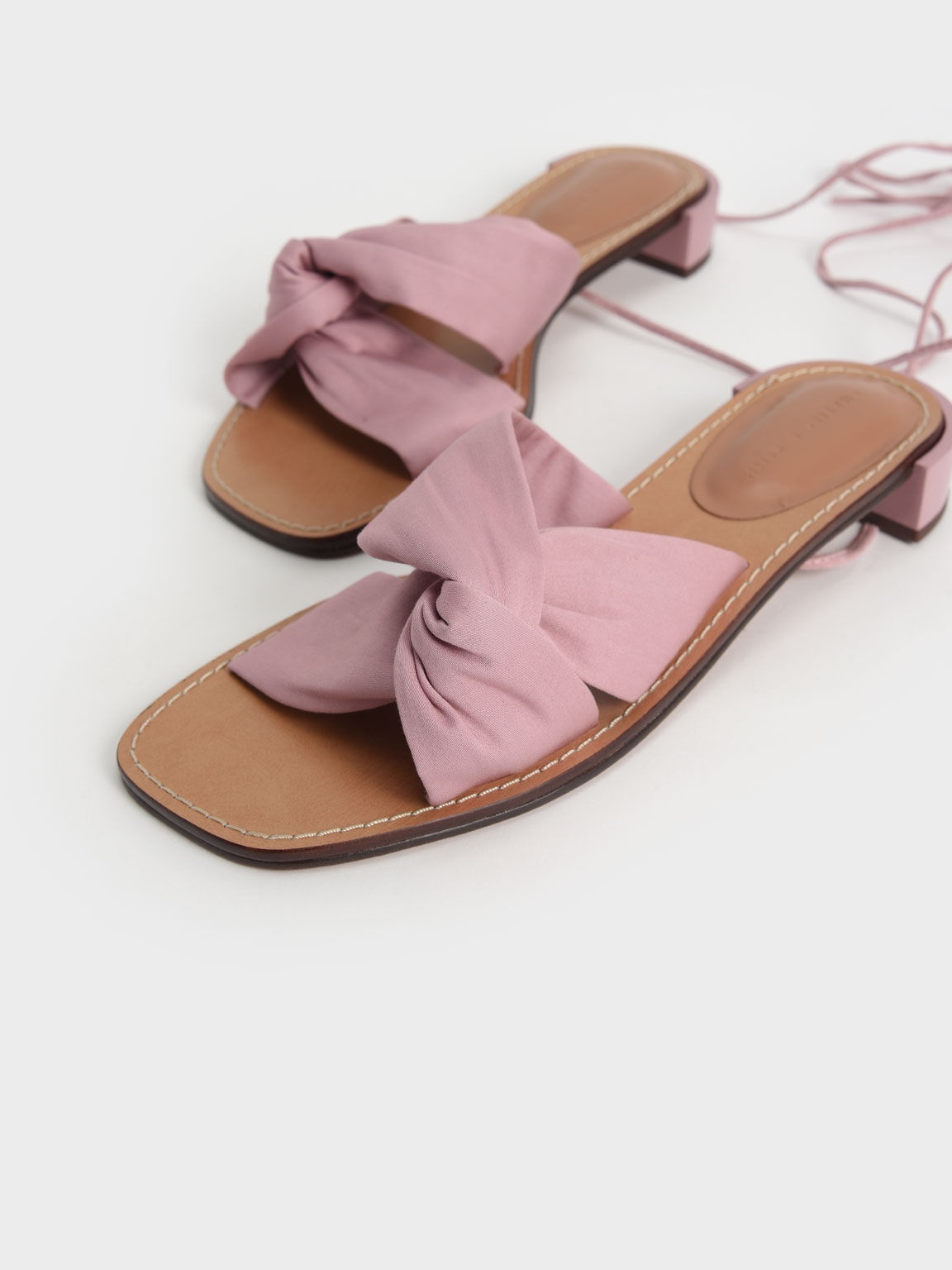 Knotted Tie-Around Sandals, Pink, hi-res