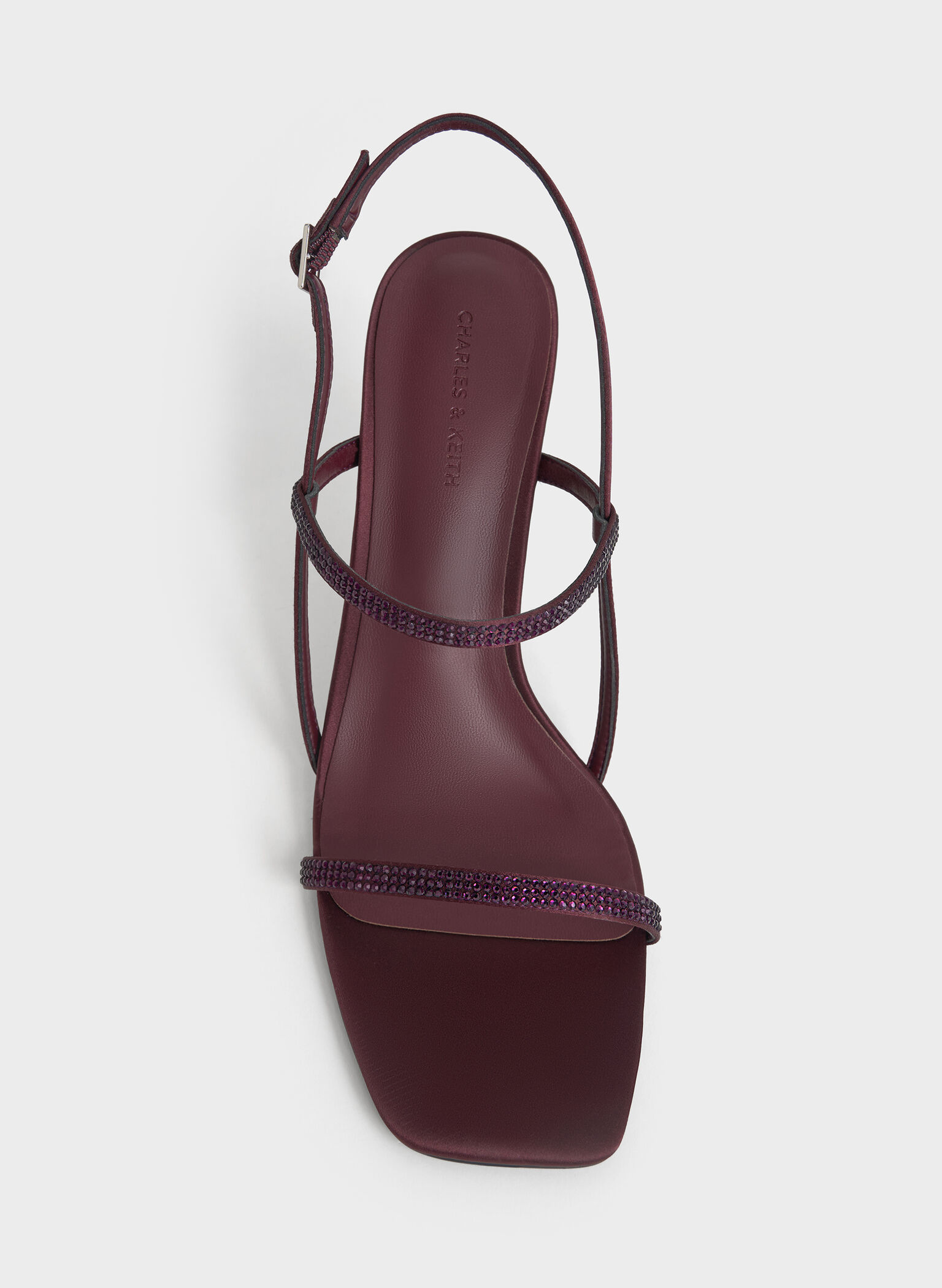 Arona Satin Crystal-Embellished Stiletto-Heel Sandals, Burgundy, hi-res