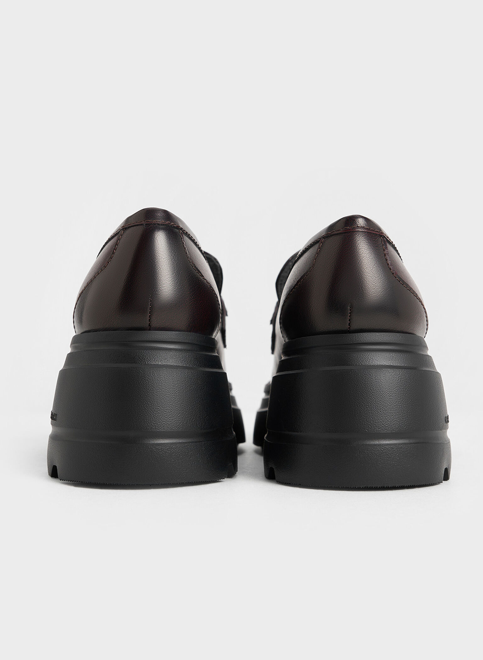 Metallic-Accent Chunky Platform Loafers, Burgundy, hi-res