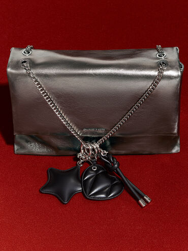 Star Mirror Charm, Noir, hi-res