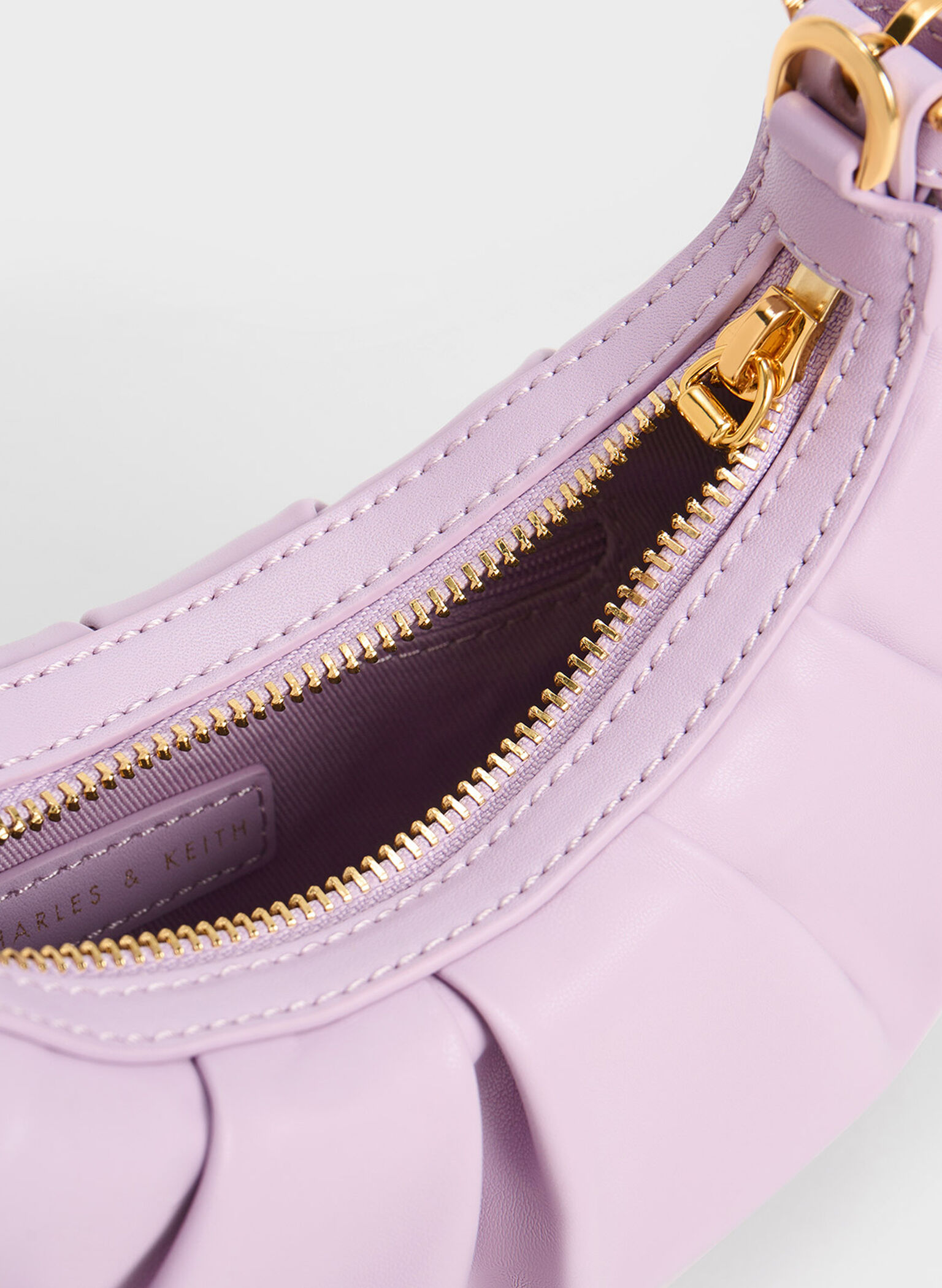 Duo Ruched Shoulder Bag, Lilac, hi-res