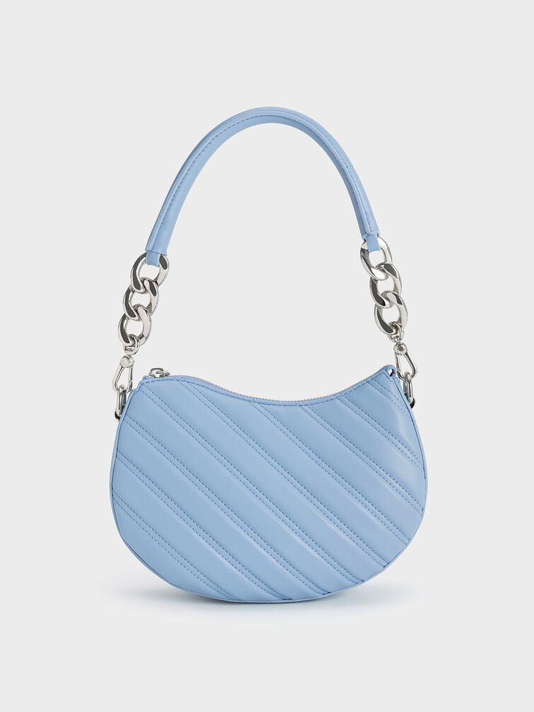 Freja Curved Panelled Bag, Light Blue, hi-res