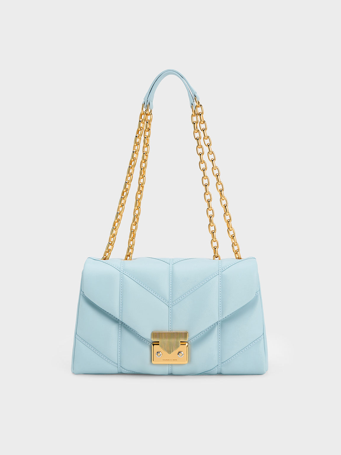 Blue Eudora Chevron Trapeze Bag CHARLES KEITH UK