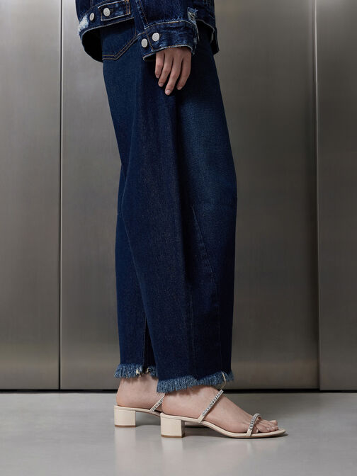Ambrosia Gem-Embellished Mules, Cream, hi-res