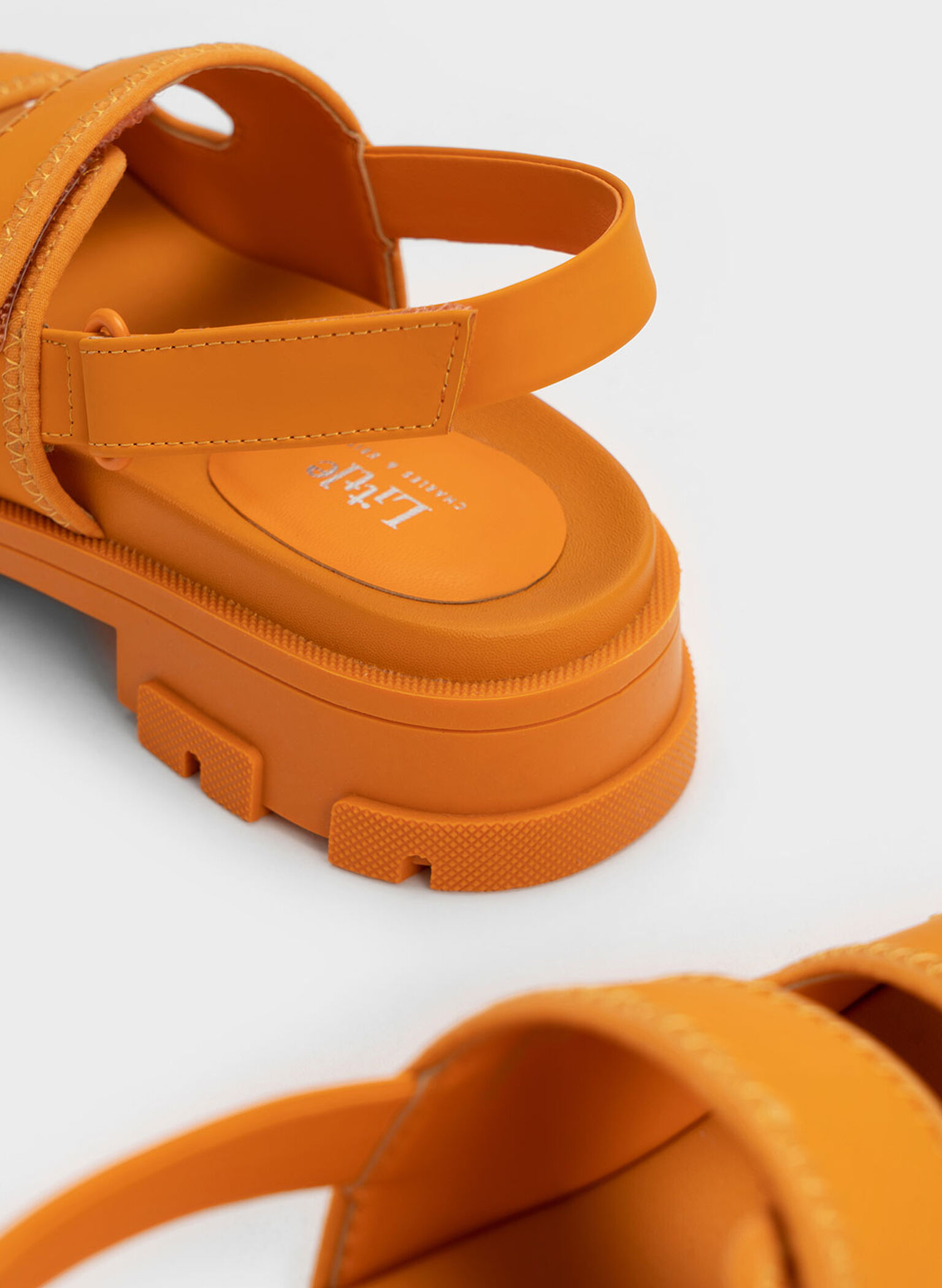 Girls' Beaded Flower Sports Sandals, Orange, hi-res