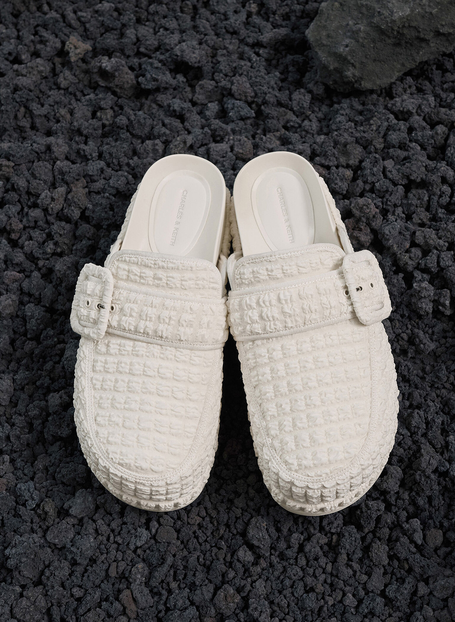 Loren Textured Flatform Mules, Chalk, hi-res