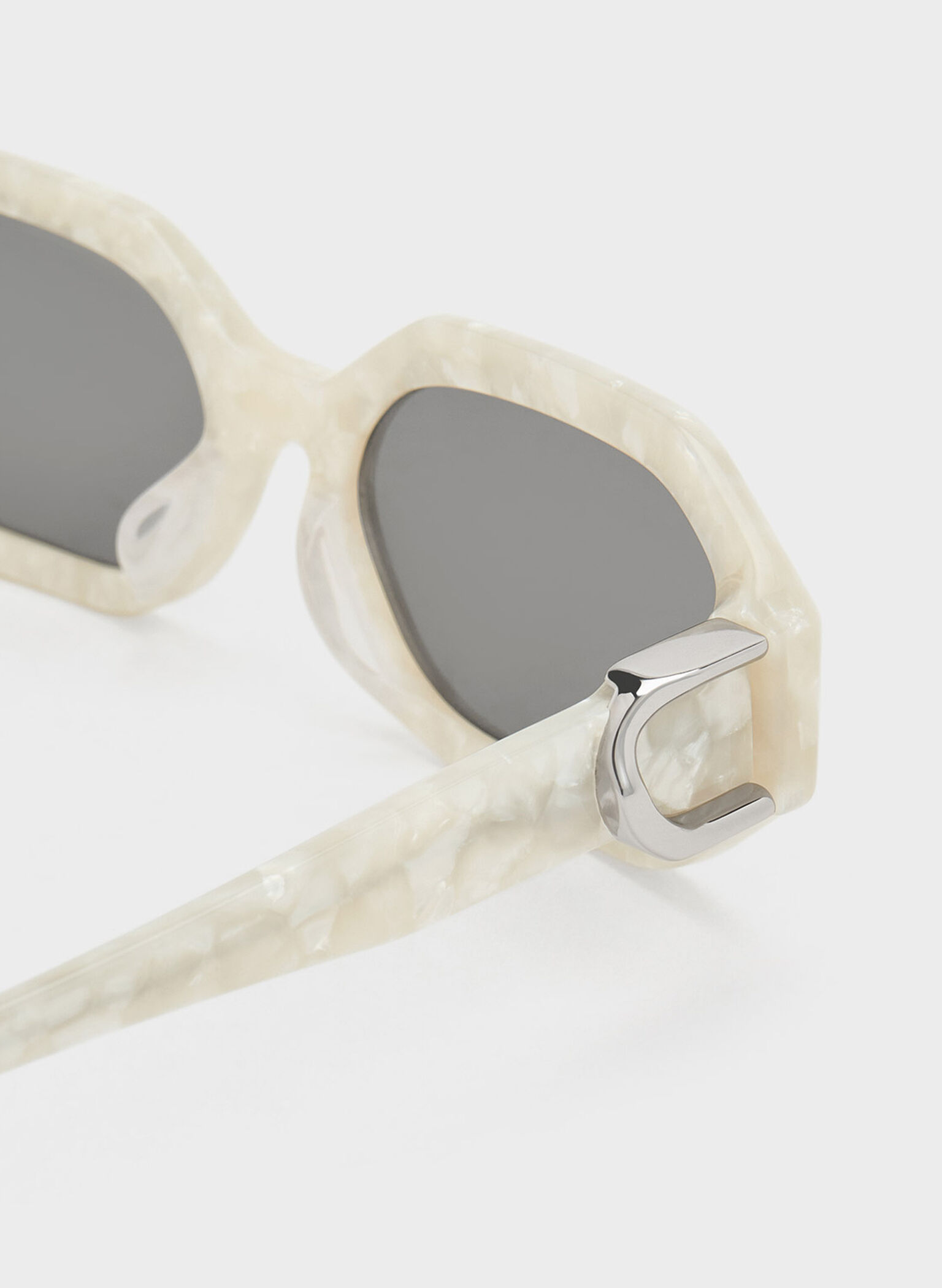 Gabine Recycled Acetate Oval Sunglasses, Pearl, hi-res