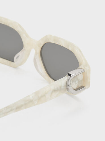 Gabine Recycled Acetate Oval Sunglasses, Pearl, hi-res