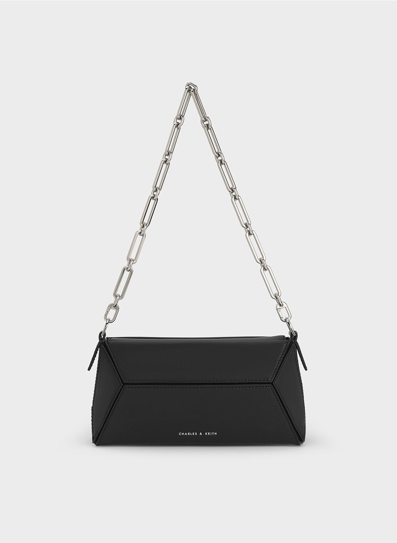 Nasrin Geometric Chain-Handle Shoulder Bag, Noir, hi-res