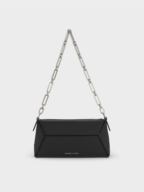 Nasrin Geometric Chain-Handle Shoulder Bag, Noir, hi-res