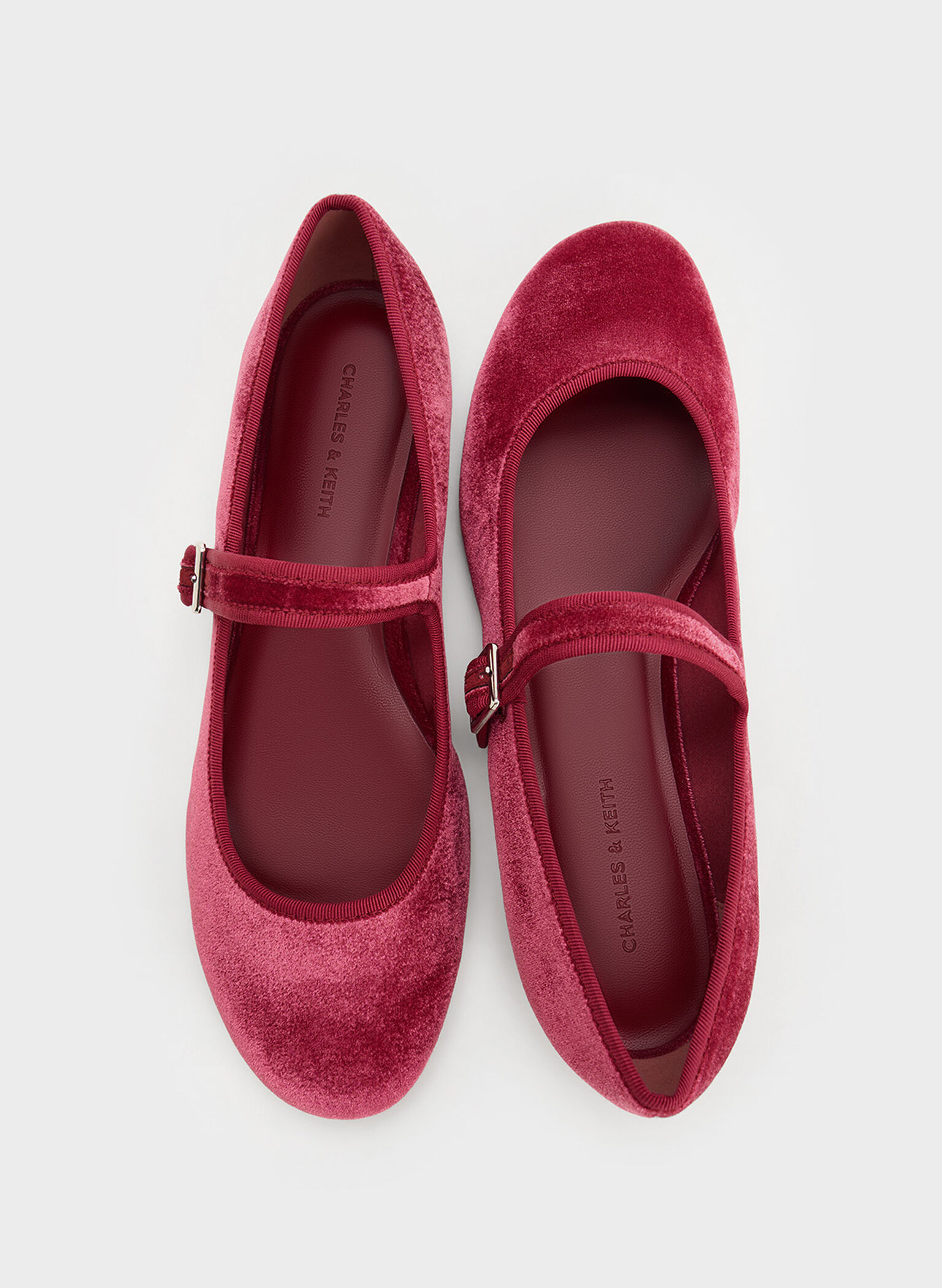 Carmel Velvet Buckled Mary Jane Flats, Pink, hi-res