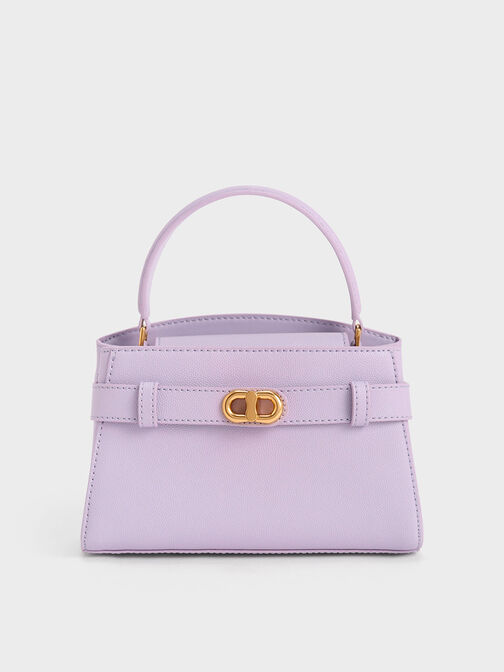 Aubrielle Metallic-Buckle Top Handle Bag, Lilac, hi-res