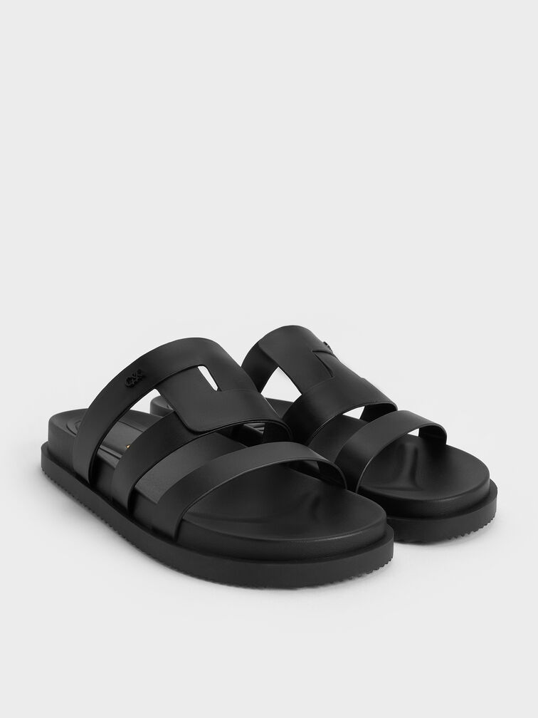 Joan Leather Flatform Sandals, Black, hi-res