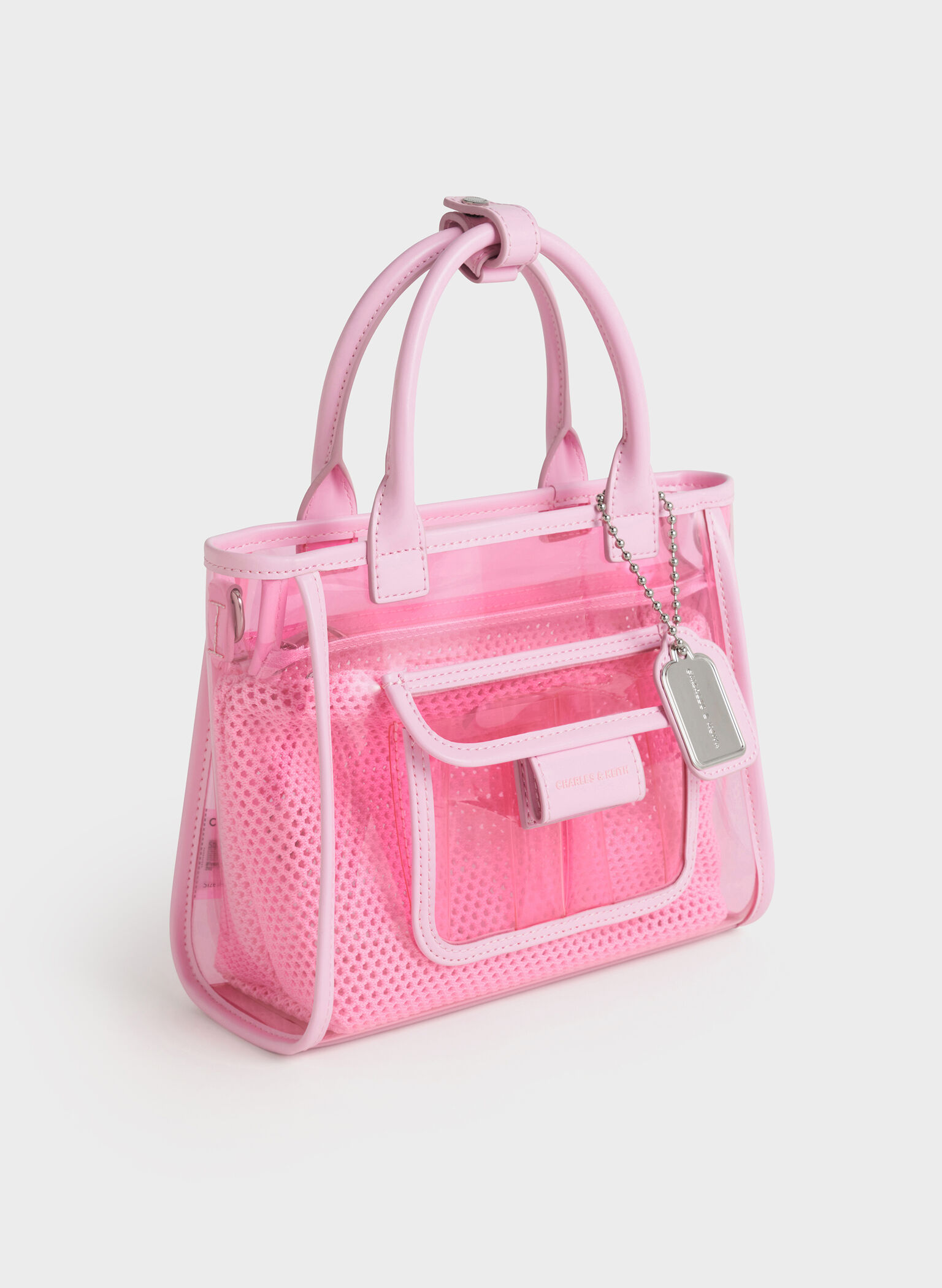 Norah See-Through Mesh Tote Bag, Bubble Gum Pink, hi-res