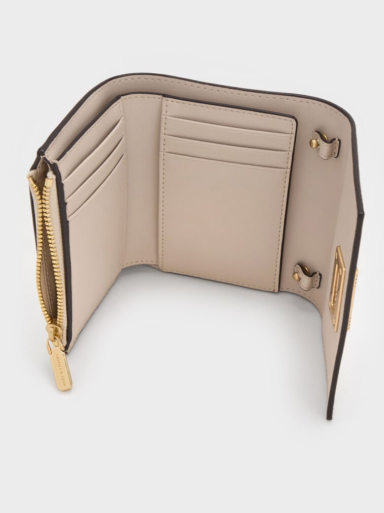 Edna Turn-Lock Knotted-Strap Wallet, Oat, hi-res