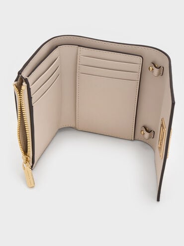 Edna Turn-Lock Knotted-Strap Wallet, Oat, hi-res