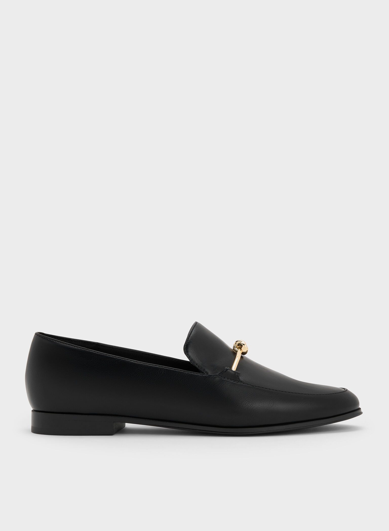 Metallic Knot-Bar Loafers, Black, hi-res