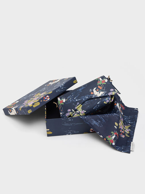 Rabbit Illustrated Geometric Bag, Navy, hi-res