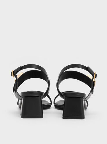 Yvette Double-Strap Heeled Sandals, Black, hi-res
