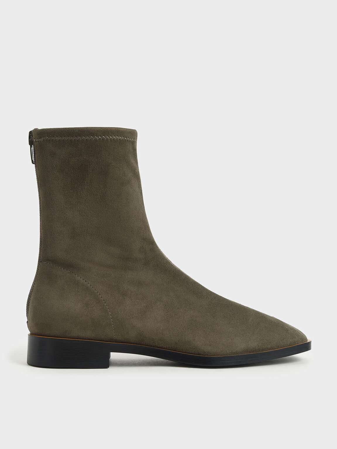 Zip Ankle Boots, Military Green, hi-res