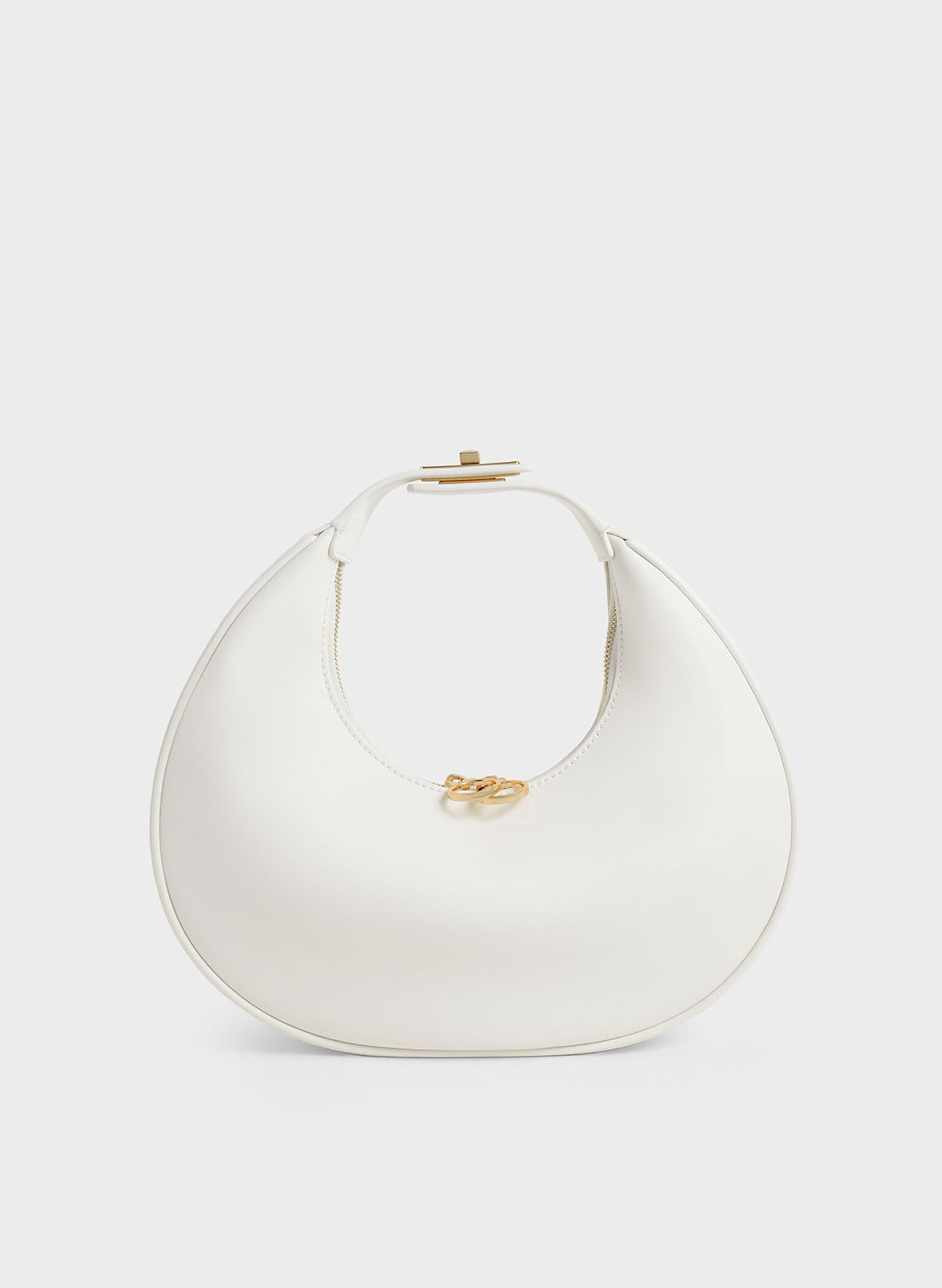 Crescent Hobo Bag, White, hi-res