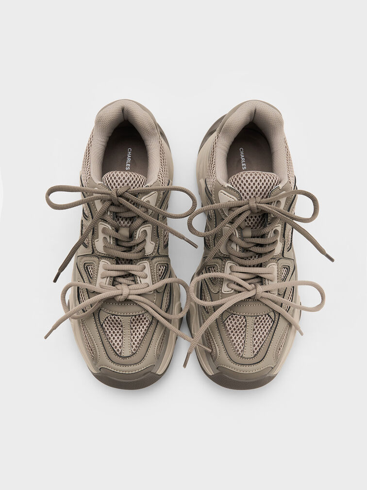Gaskell Metallic Mesh Chunky Sneakers, Taupe, hi-res