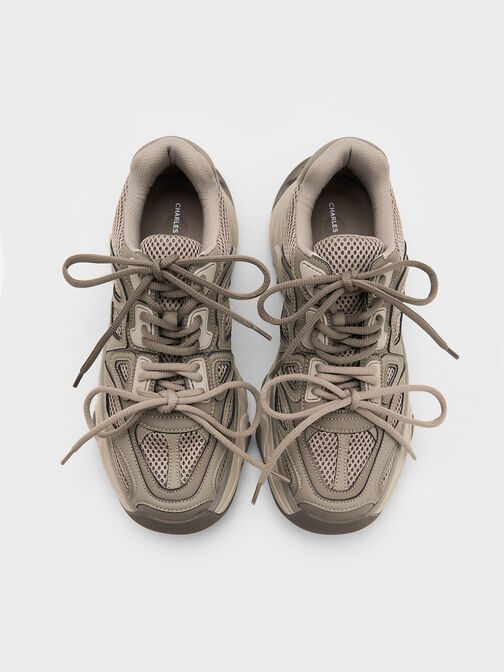 Gaskell Metallic Mesh Chunky Sneakers, Taupe, hi-res