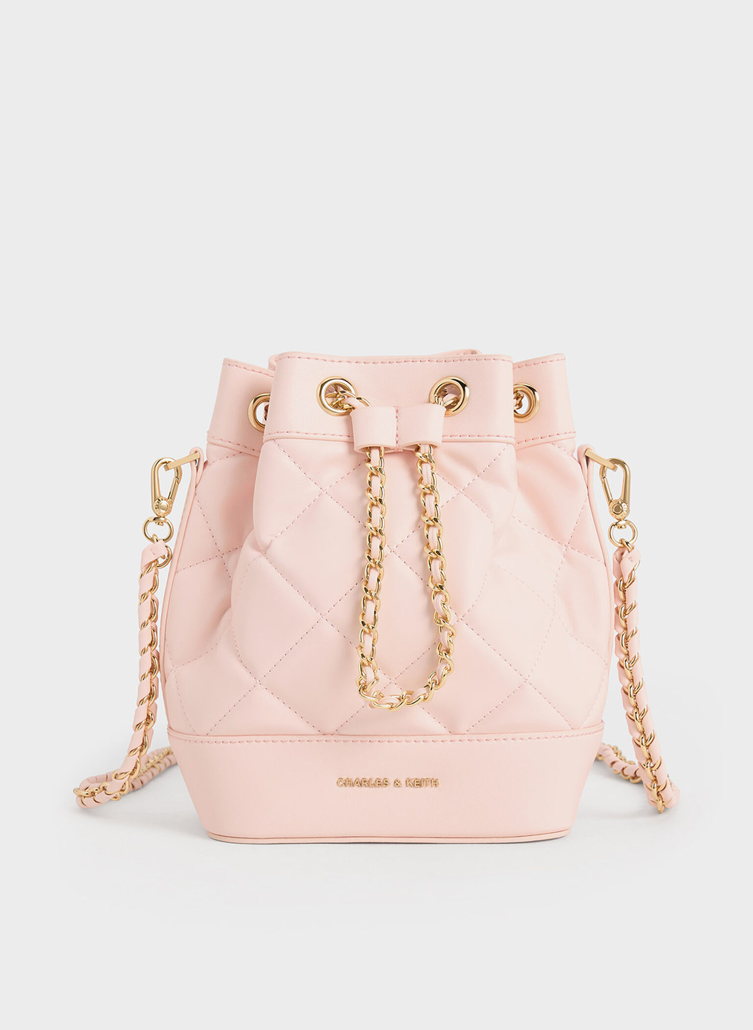 Julia Quilted Two-Way Bucket Bag, Light Pink, hi-res